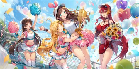 Wallpaper Anime Girls Balloon Cheerleaders Race Tracks Armpits