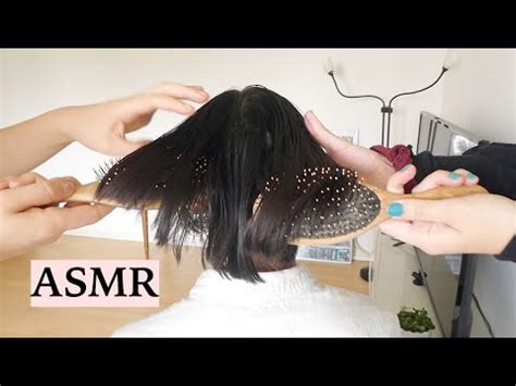 ASMR 3 PEOPLE HAIR PLAY Back Tracing Hair Brushing Tapping