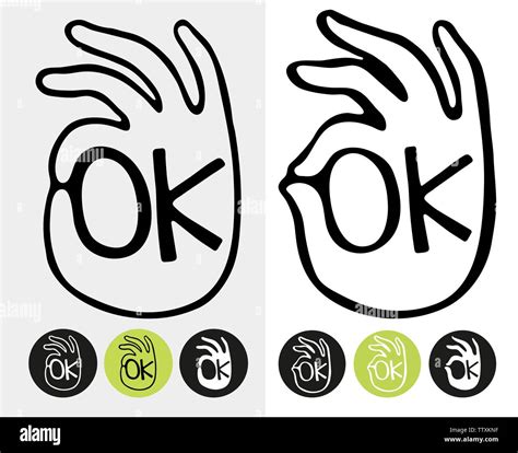 Abstract Ok Okay Hand Symbol Logo Vector Template Set Of Vector