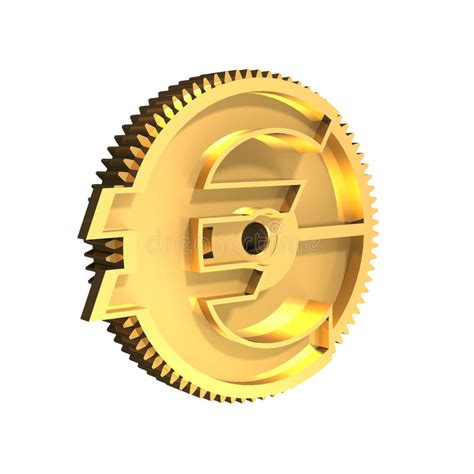 Golden Gear With Euro Symbol 3d Illustration Stock Illustration