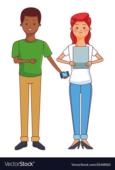 Millennial couple cartoon Royalty Free Vector Image