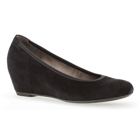 Womens 360 17 Fantasy Black Suede Slip On Wedge Heeled Pump Shoes Womens From Marshall Shoes Uk