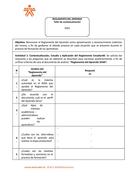 Taller Reglamento Del Aprendiz 2022 Objetivo Reconocer El Reglamento