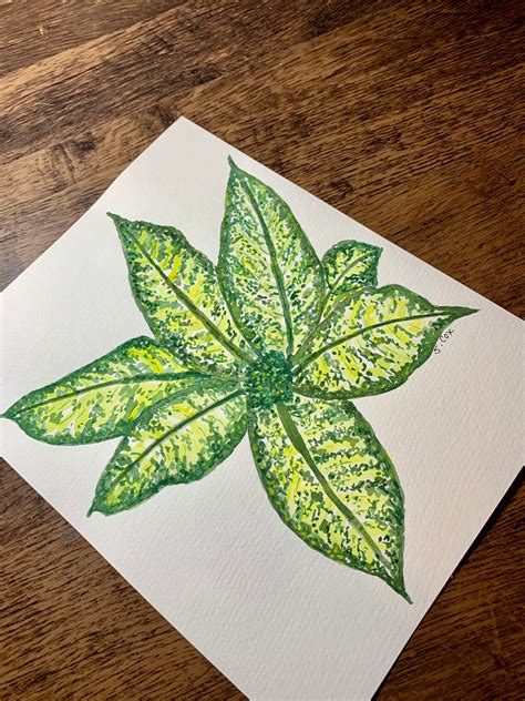 Watercolor Leaf Art Original Plant Painting Tropical Etsy