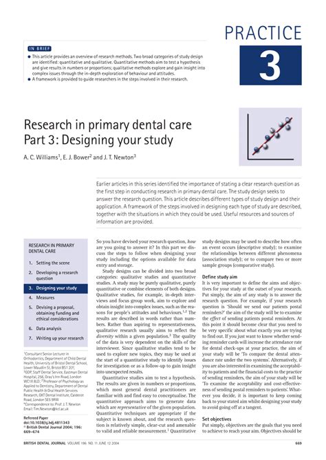 PDF Research In Primary Dental Care Part 3 Designing Your Study