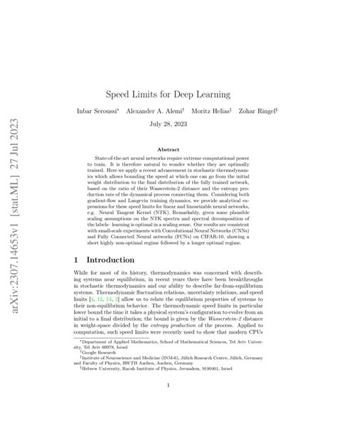 Speed Limits For Deep Learning Deepai