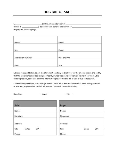 Free Printable Bill Of Sale Forms