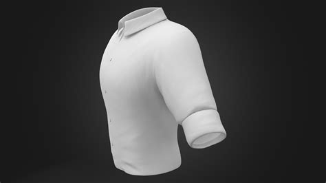 Men Short Rolled Sleeves Formal White Open Collar Shirt D Turbosquid