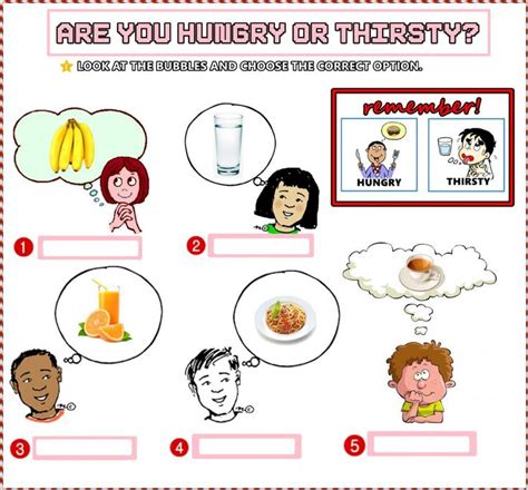 Are You Hungry Or Thirsty Worksheet Worksheets Preschool Writing
