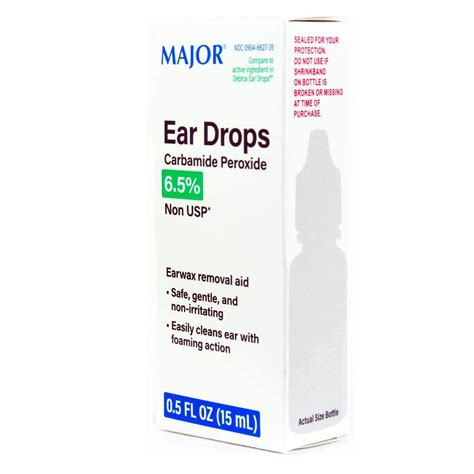 MAJOR Ear Drops 0.5oz - Earwax Removal Aid with 6.5% Carbamide Peroxide - Made in USA