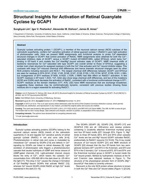 Pdf Structural Insights For Activation Of Retinal Guanylate Cyclase