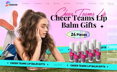 Suttmin 24 Pcs Pom Pom Cheer Lip Balm Cheer Teams Ts