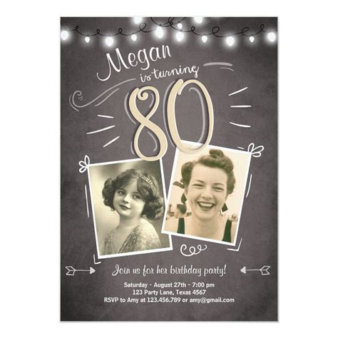 80th Birthday Invitation Vintage Eighty Birthday Zazzle 90th