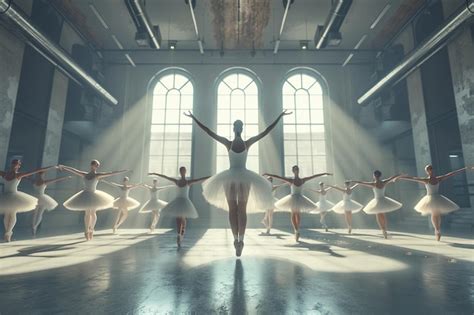 Premium Photo Elegant Ballet Dancers Practicing In A Studio