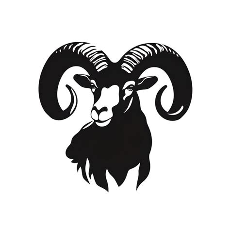 Premium AI Image A Silhouette Ram Head With A Long Horn And A Long Horn