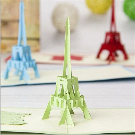 Paris Eiffel Tower 3d Pop Up Greeting Card Paper Origami Art Birthday Kawaii Cute Novelty