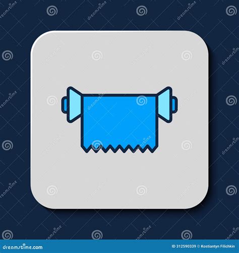 Icono De Rollo De Tela De Contorno Relleno Aislado En Fondo Azul