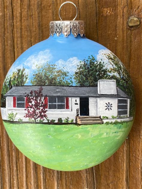 Custom House Ornament Hand Painted Glass Christmas Ornament Etsy