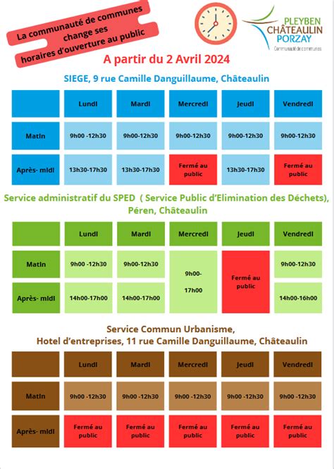 Modifications Horaires Ouverture Ccpcp A Compter Du 02 04 24 Mairie