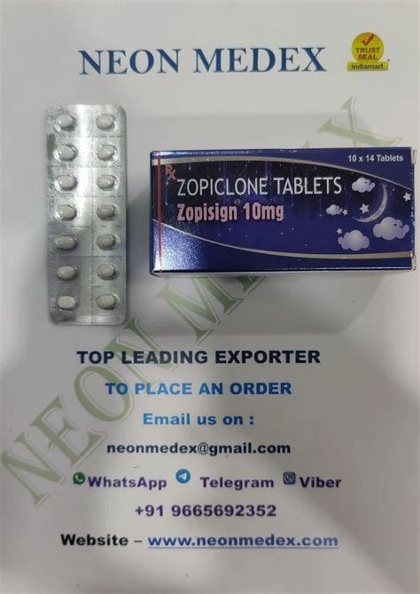 Zopisign Mg Zopiclone Tablets Packaging Type Box At Rs Stripe