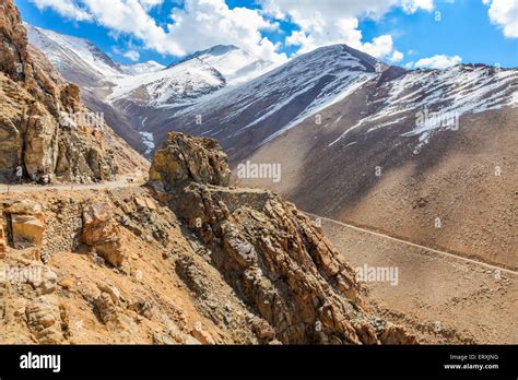 Road On The Mountain Of Leh Ladakh Region India Stock Photo Alamy