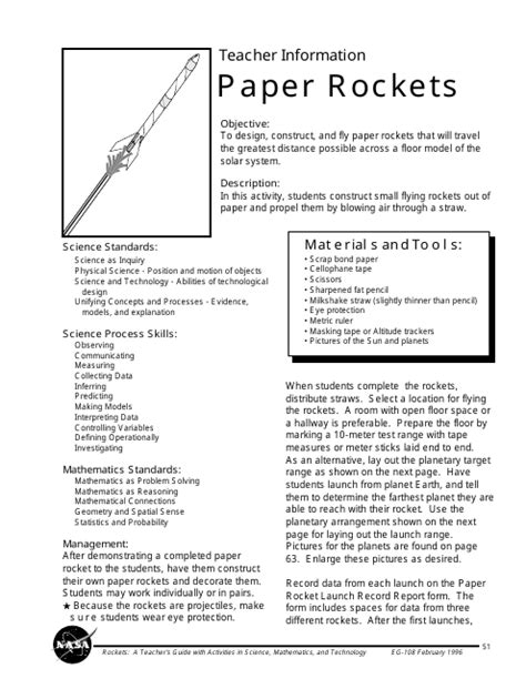 Paper Rocket Template - Teacher Information Download Printable PDF ...