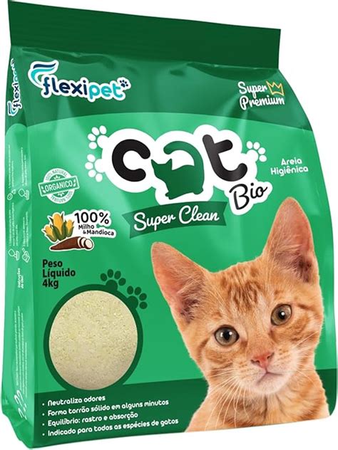 Areia Higiênica Biodegradável Gatos Catbio 4 Kg Super Clean Grãos