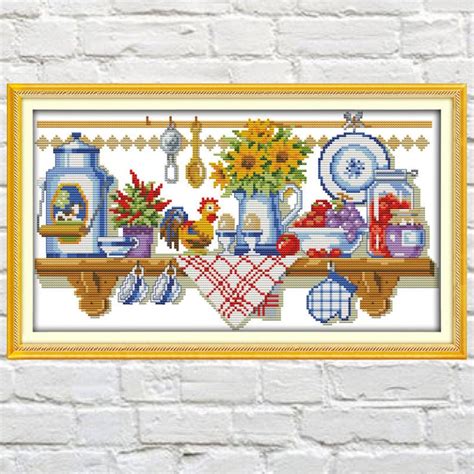 Kitchen Cross Stitch Kitchen Still Life Kitchen Shelf Etsy