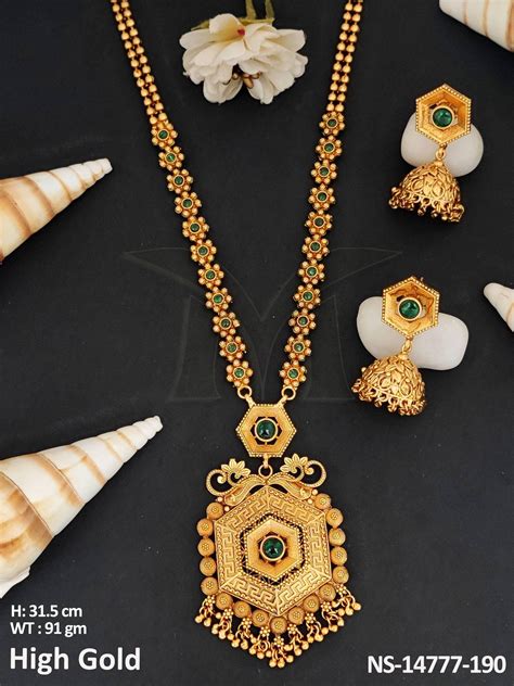 Antique Jewellery High Gold Polish Beautiful Long Necklace Set