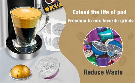 Capmesso Aluminum Foil Lids For Reusable Nespresso Vertuoline Pods Coffee Pods