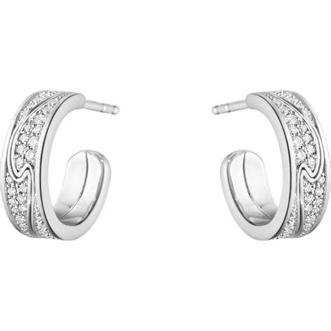 Georg Jensen Fusion 18ct White Gold 033ct Diamond Hoop Earrings • Pris