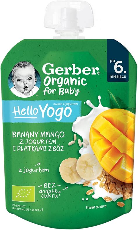 Gerber Organic Deserek W Tubce Banany Mango Z Jogurtem I P Atkami Zb