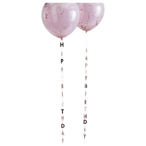 Ginger Ray Rose Gold Happy Birthday Balloon Tails