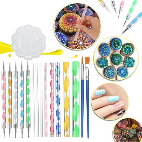 16pcs Mandala Dotting Tools Set Rock Painting Kit Nail Art Pen Paint Stencil Sale