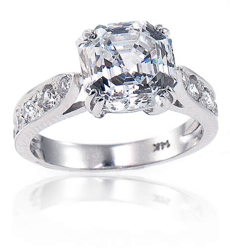 Winston 5 5 Carat Asscher Cut Cubic Zirconia Cathedral Pave Solitaire