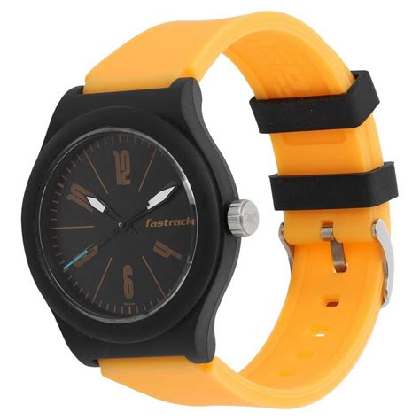 fastrack quartz analog black dial strap   unisex