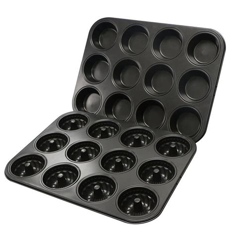 Webake 2 Pack 12 Cavity Mini Bundt Cake Pan And 12 Cavity Muffin Pan