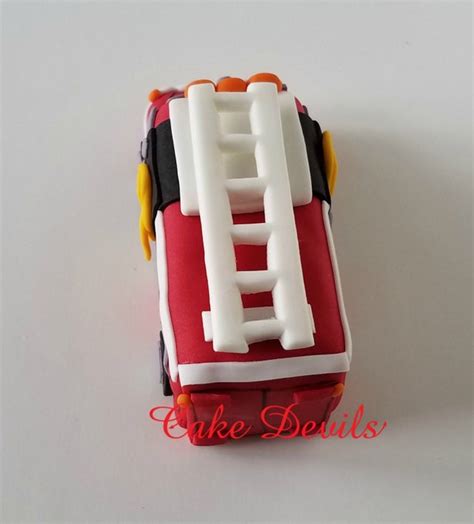 Fire Truck Cake Topper, Fondant, Handmade Edible, Firetruck cake decorations, car transportation ...