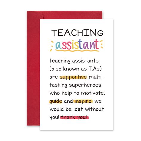 Mua Teaching Assistant Definition Thank You Card Cute Teacher Appreciation Card Gratitude Card