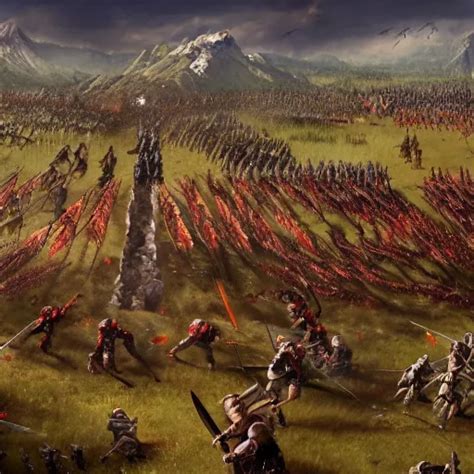 A Scene From A Battle Of Some Kind With Two Armies Stable Diffusion