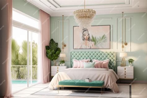 Premium Photo | Pastel color elegant bedroom interior design