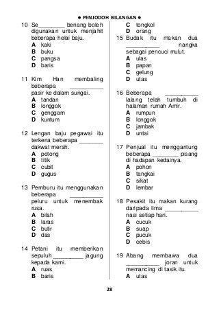 Soalan Penjodoh Bilangan Malay Language Teaching Homeschool