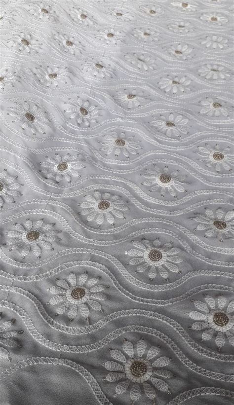 Inch Gsm White Embroidered Georgette Fabric For Garments At Rs