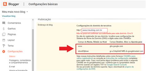 Como configurar um domínio personalizado no Blogger novo painel