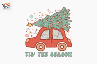 Retro Christmas Tis The Season PNG Graphic By Crafts Store Creative