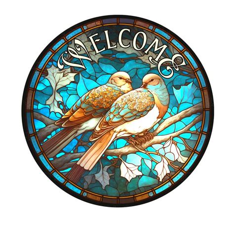 Faux Stained Glass Doves Wreath Sign Metal Wreath Sign Signs Etsy