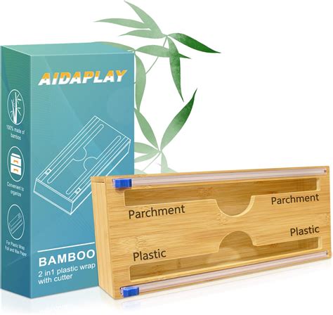 Buy Aidaplay Plastic Wrap Dispenser With Cutter 2 In 1 Bamboo Foil And