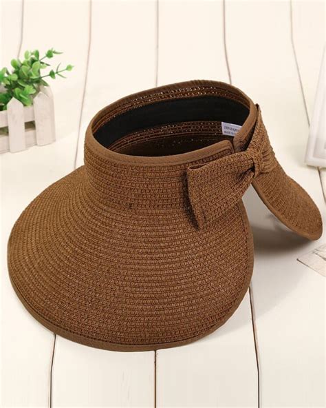 Bowknot Design Wide Brim Sun Visor Straw Hat