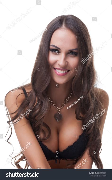 Portrait Sexy Busty Brunette Black Bra Stock Photo Shutterstock