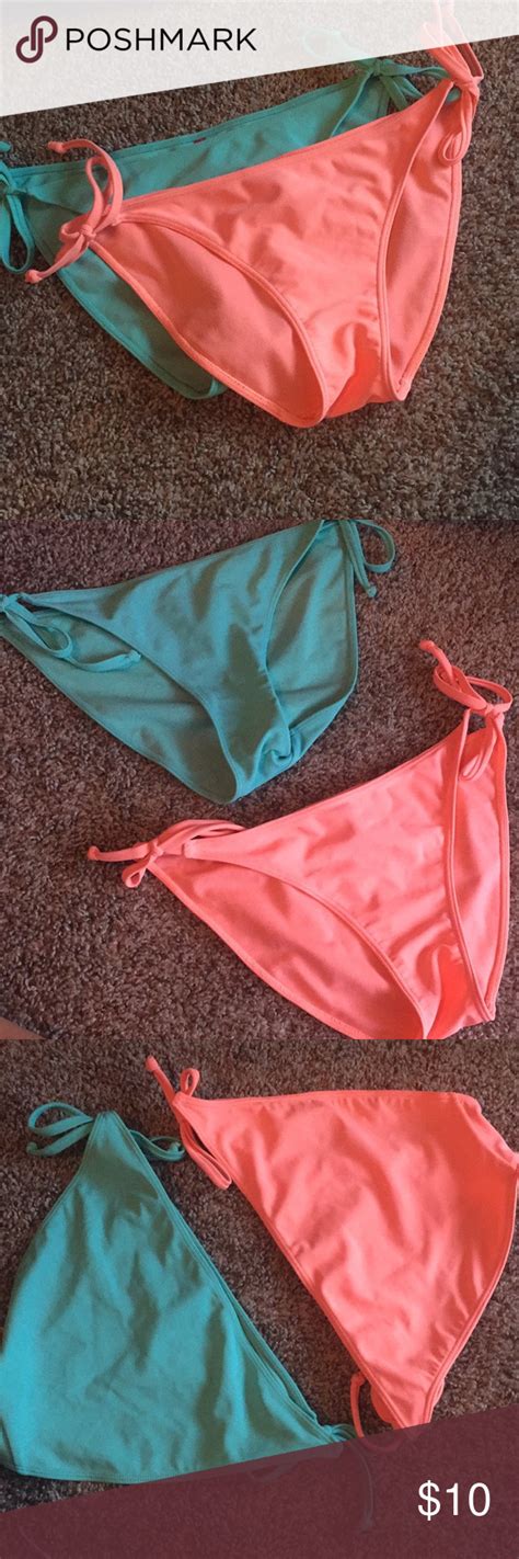 Bikini Bottom Bundle Neon Teal And Coral Bikini Bottom Bundle Both